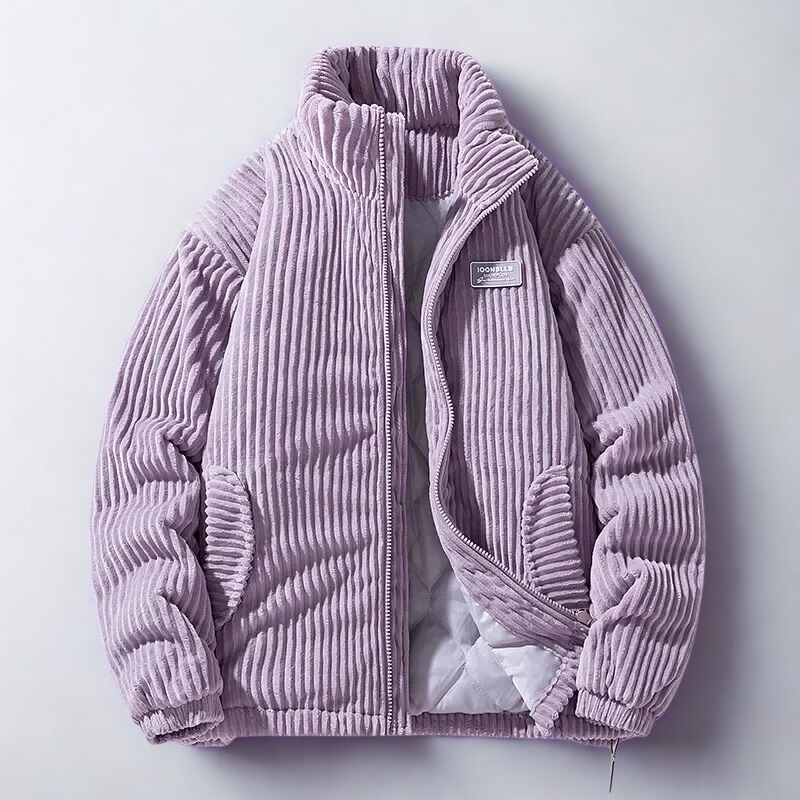 Men's Quilted Winter Jacket Corduroy Everyday Insulating Lining Stand-Up Collar