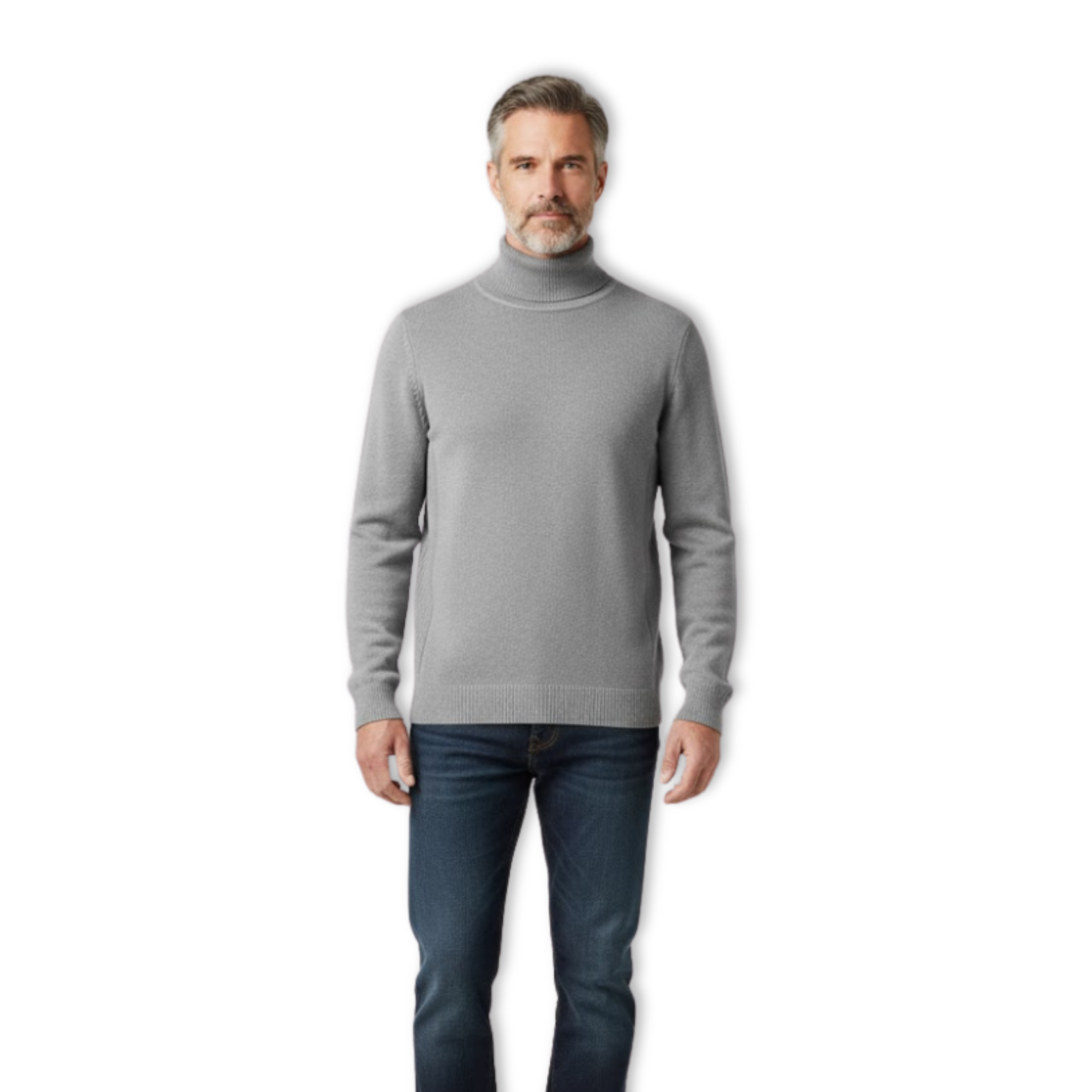 Pull à col roulé slim pour homme Pull chaud à col haut en maille
