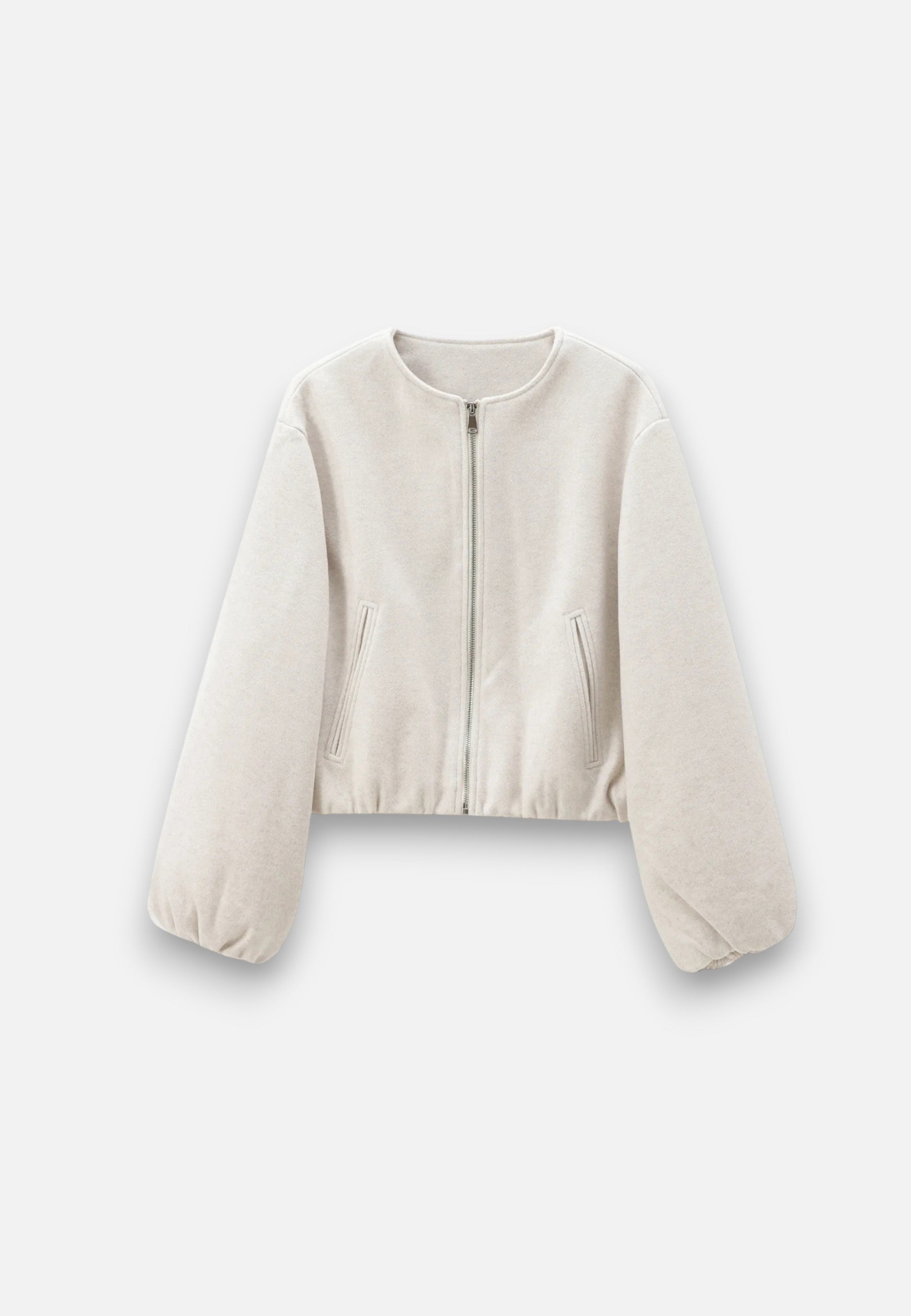 Veste Bomber en Polaire à Manches Longues et Fermeture Éclair pour Femme