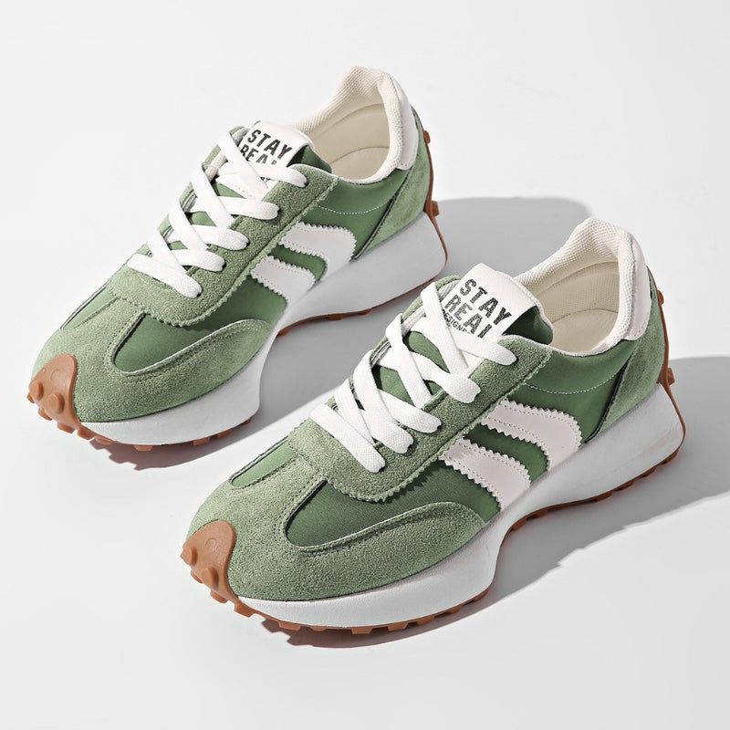 Baskets à Semelle Épaisse en Cuir Patchwork et PU avec Fermeture à Lacets pour Femme