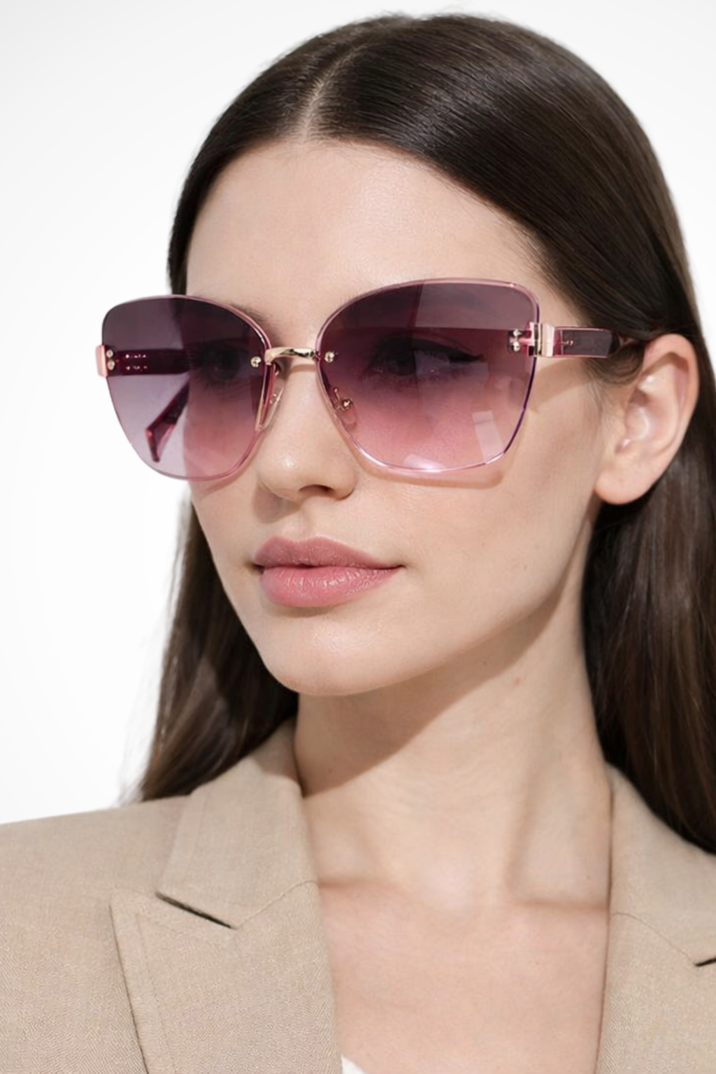 Gafas de sol oversize estilo ojo de gato con varillas de metal ligero