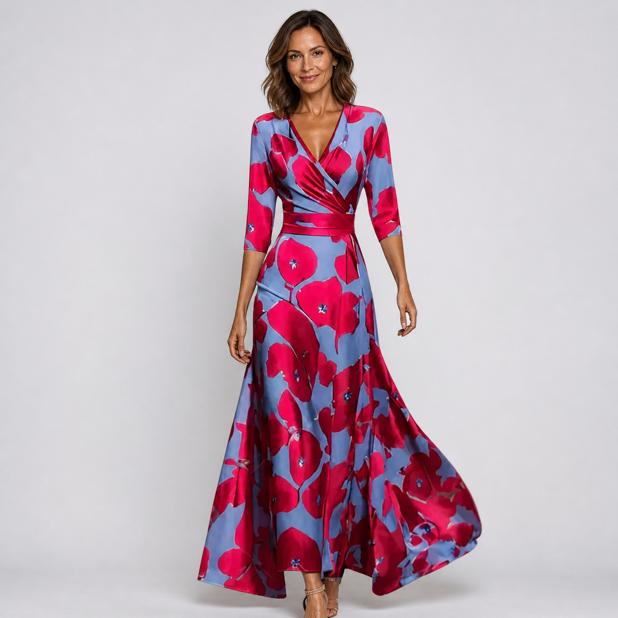 Rochie lungă pentru femei — imprimeu floral — ținută de seară