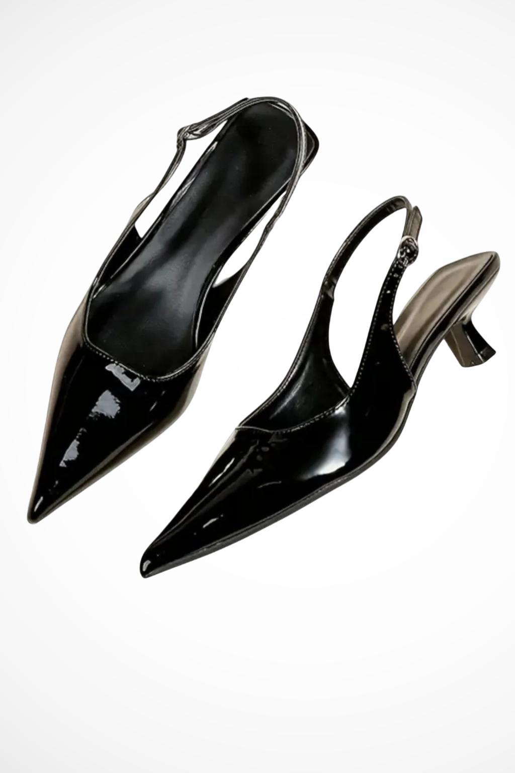 Pantofi cu toc mic Kitten Heel, cu baretă pe spate, pentru femei, pantofi stiletto lacuiți, cu vârf ascuțit