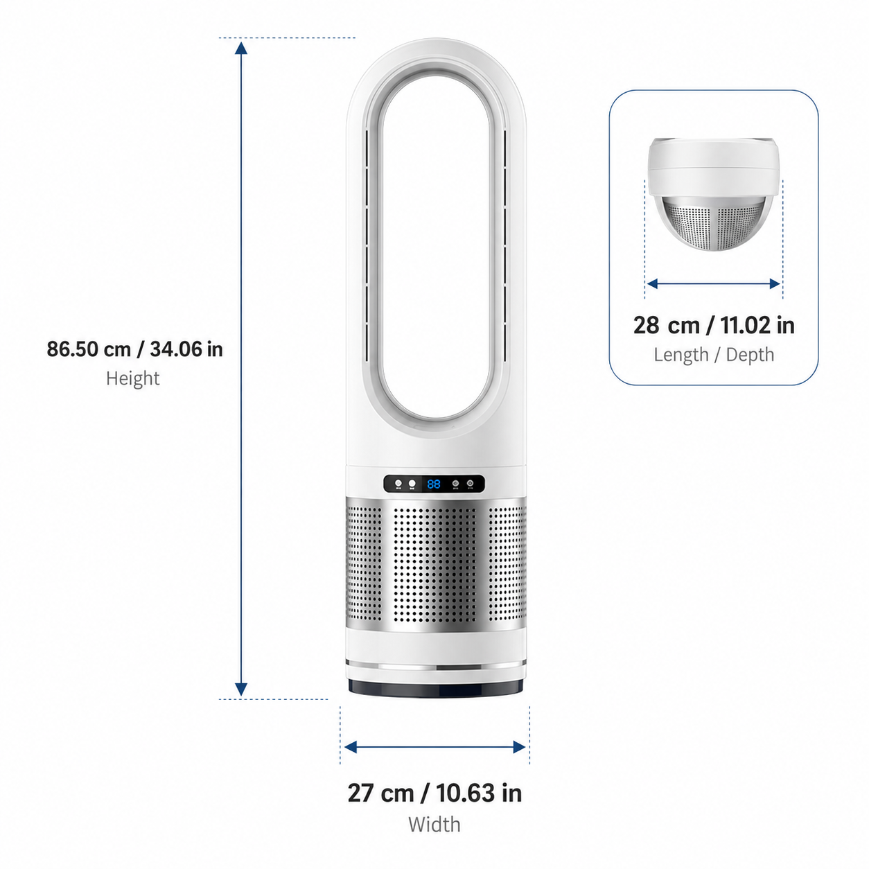 Blade-less Tower Fan with Remote Control