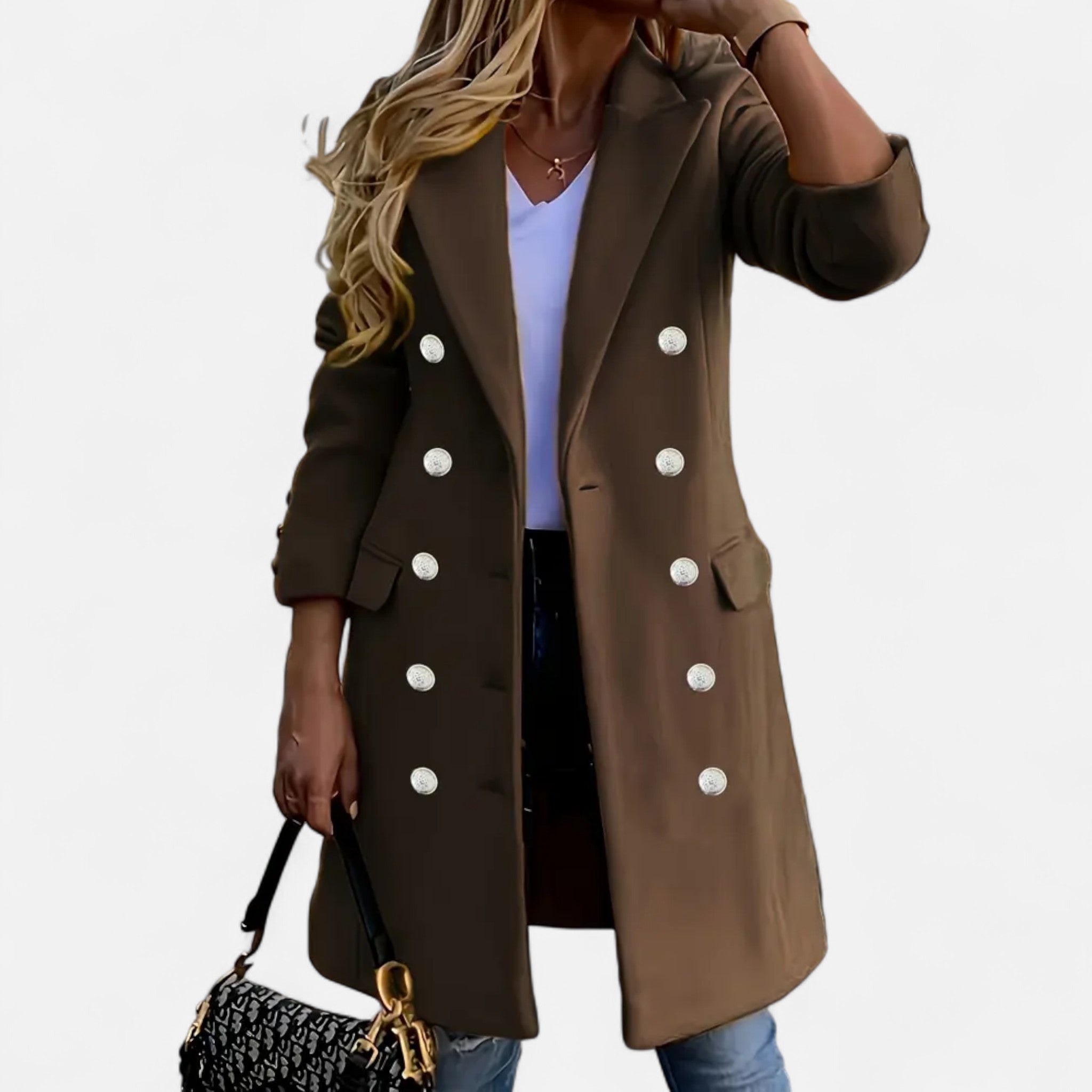 Velclairemode | Elegant Women's Buttoned Winter Coat