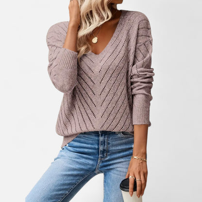 Velclairemode.com | Pull femme en maille à col en V