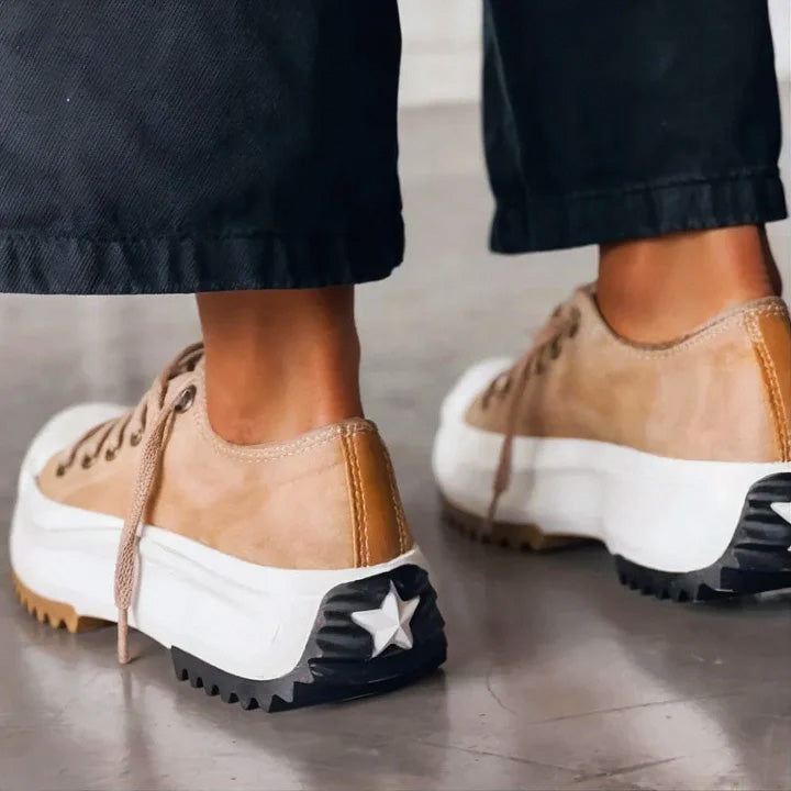 Baskets à Plateforme en Toile pour Femme avec Semelle Extérieure en Caoutchouc