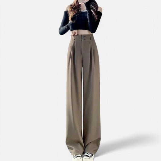 Velclairemode | Pantalon Large Taille Haute Femme – Élégance Coréenne, Allure Décontractée