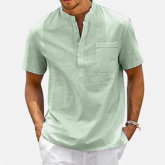 Velclairemode | Chemise Coton-Lin Col Henley – Esprit Vintage, Fraîcheur Décontractée