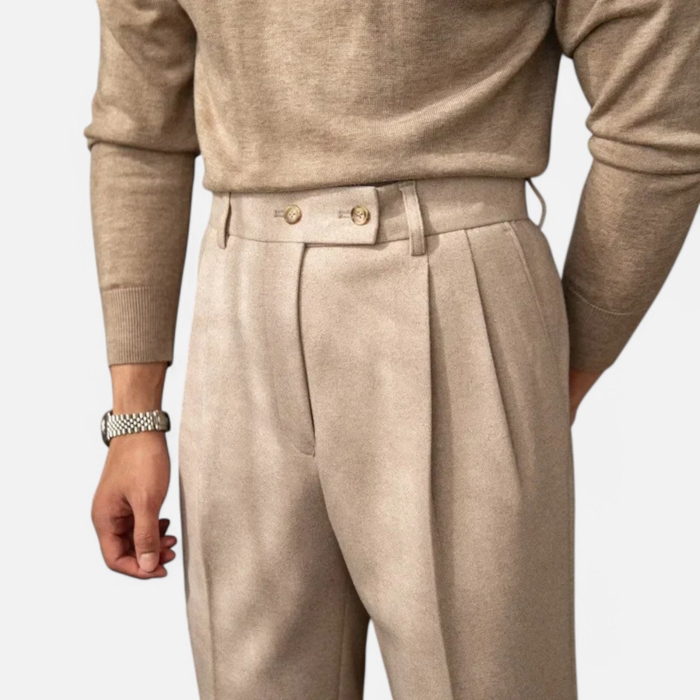 Velclairemode | Pantalon Droit en Laine Taille Haute Homme – Chaleur Structurée, Élégance Saisonnière