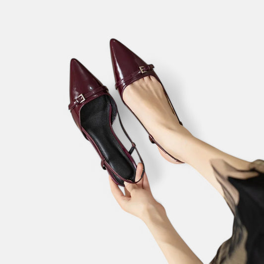 Velclairemode | Sandales Pointues en Cuir Verni – Rétro Chic, Élégance d’Été