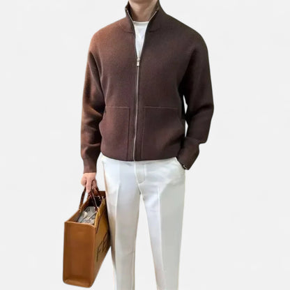 Velclairemode.com | Veste Décontractée Homme à Col Montant – Allure Urbaine, Élégance Structurée