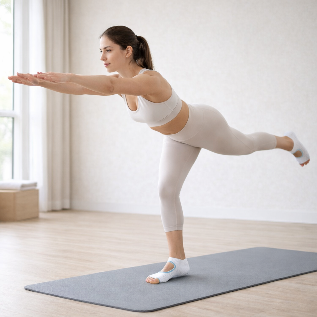 Chaussettes de Yoga Antidérapantes en Coton et Polyester pour Femme