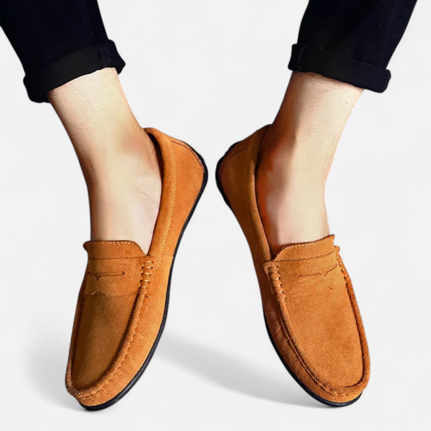 Velclairemode| Men's Luxury Suede Loafers - Handmade, Elegant Slip-On Style