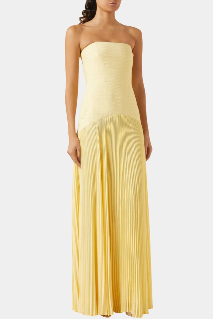 Vestido largo con bustier plisado