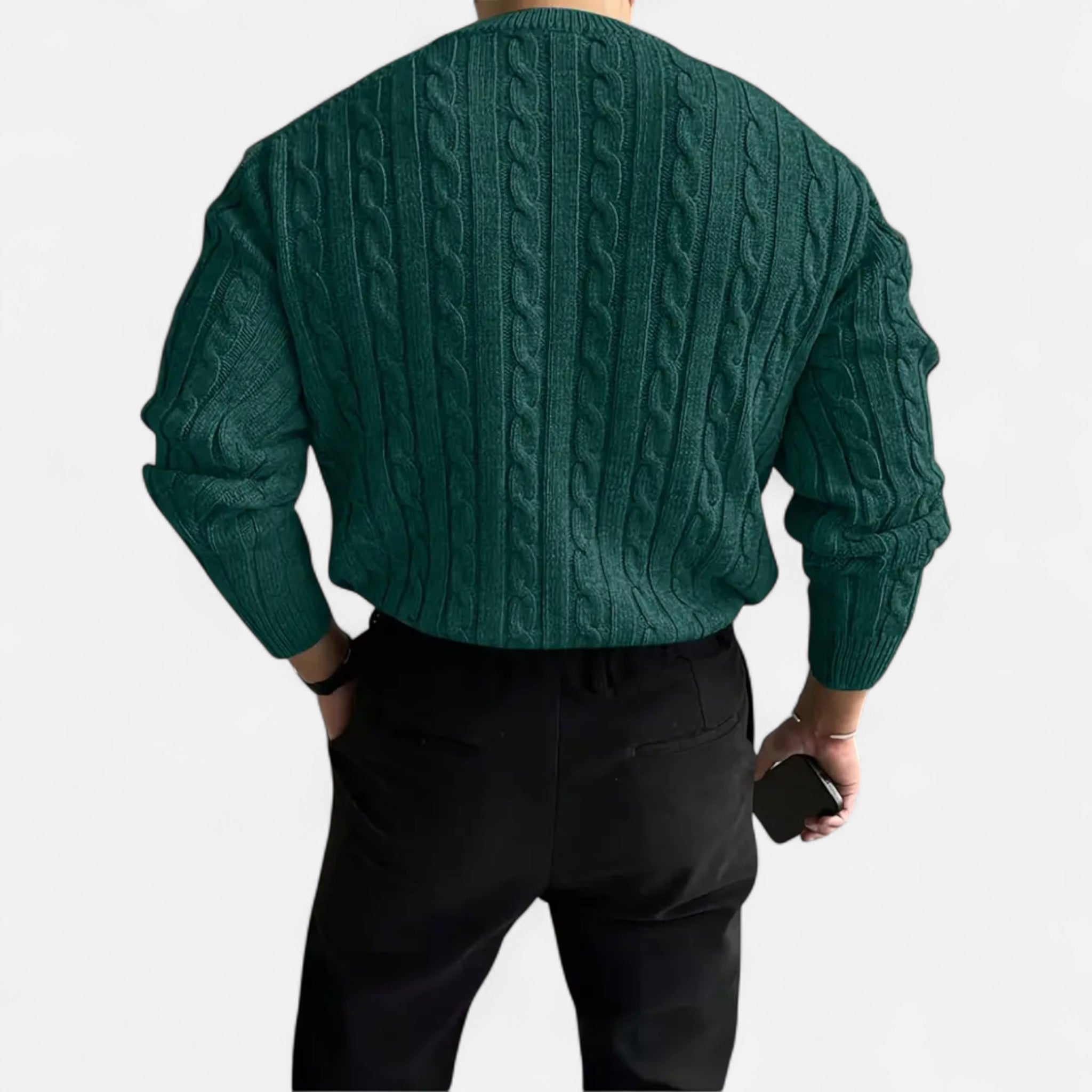 Velclairemode | Men's Round Neck Solid Knit Sweater Fall-Winter