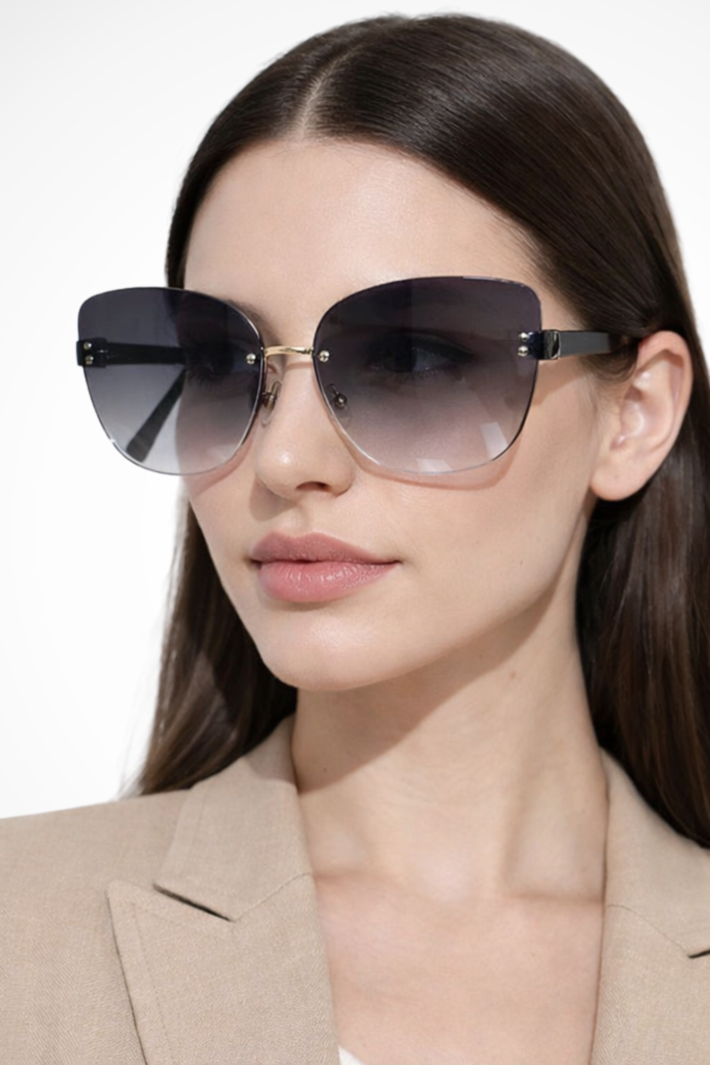 Gafas de sol oversize estilo ojo de gato con varillas de metal ligero