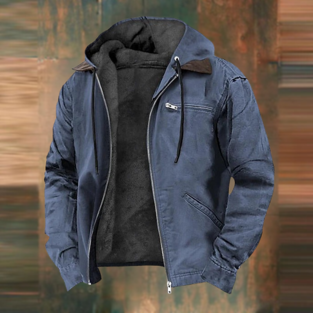 Blouson à capuche pour homme avec doublure polaire et fermeture zippée intégrale