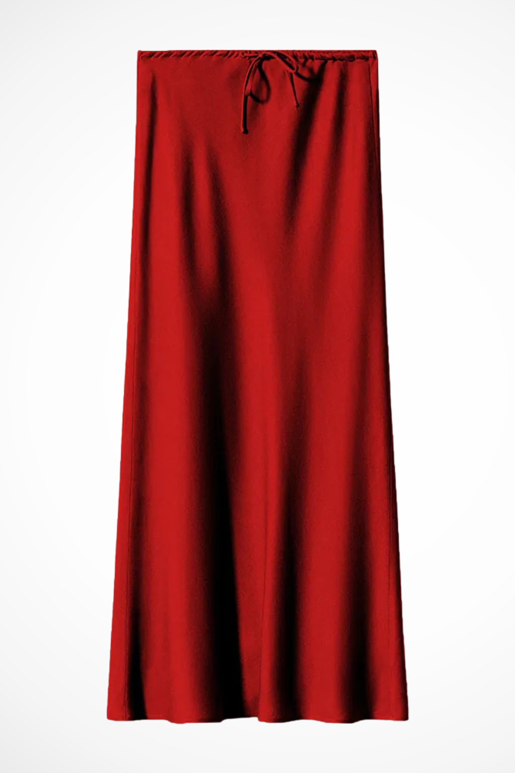 Jupe Longue en Satin à Taille Haute Froncée et Panneaux Superposés