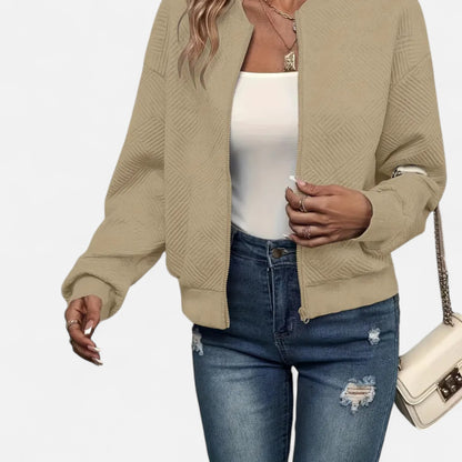 Velclairemode.com | Veste zippée femme en tissu texturé