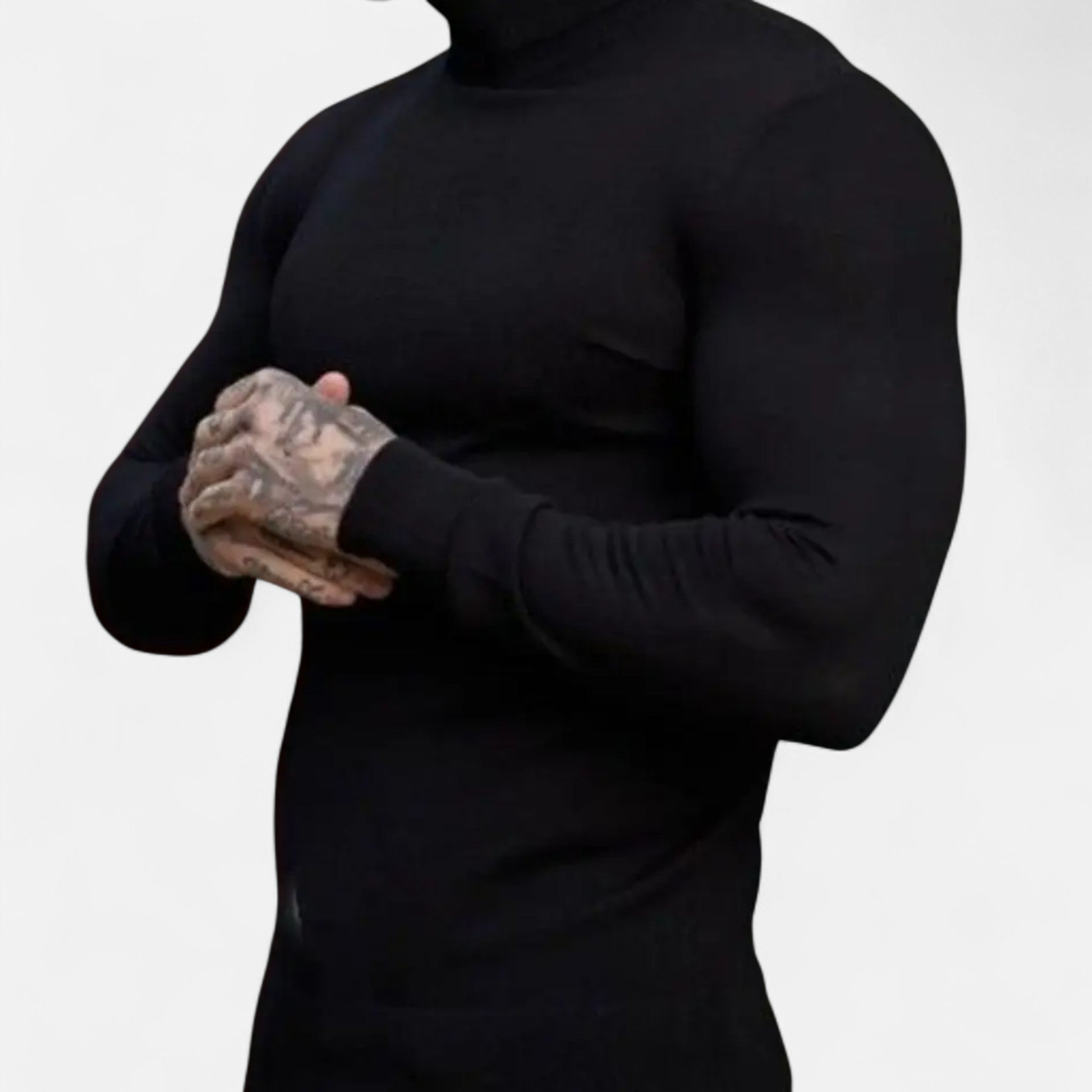 Velclairemode | Men's High Neck Solid Knit Sweater Fall-Winter