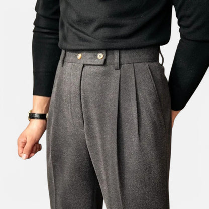Velclairemode | Pantalon Droit en Laine Taille Haute Homme – Chaleur Structurée, Élégance Saisonnière