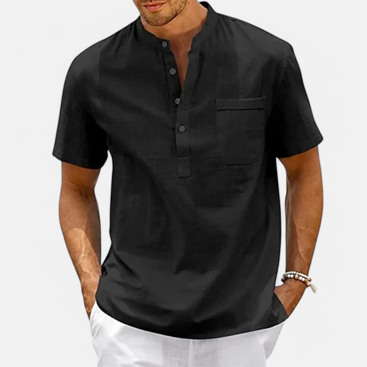 Velclairemode | Chemise Coton-Lin Col Henley – Esprit Vintage, Fraîcheur Décontractée
