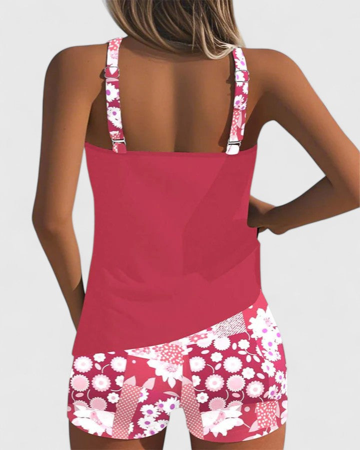Tankini badedragt med blomsterprint og shorts til kvinder