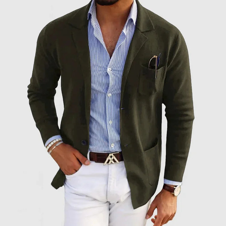 Blazer décontracté en coton pour homme coupe slim avec fermeture à un bouton
