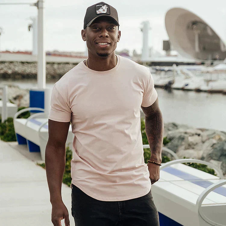 Cotton T-shirt for Men Slim Fit with Round Neck and Short Sleeves Sporty Style