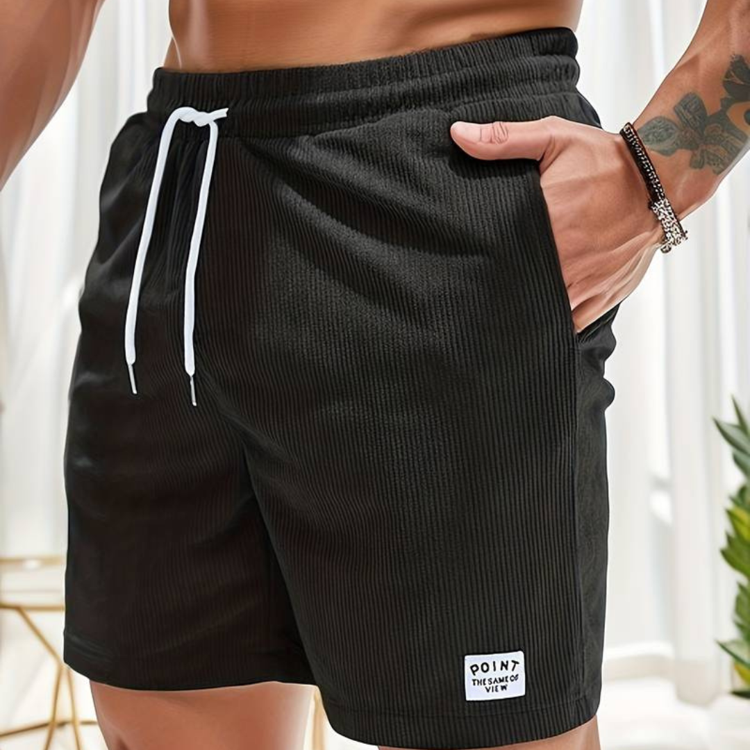 Short velvet men's shorts | casual bermuda with drawstring