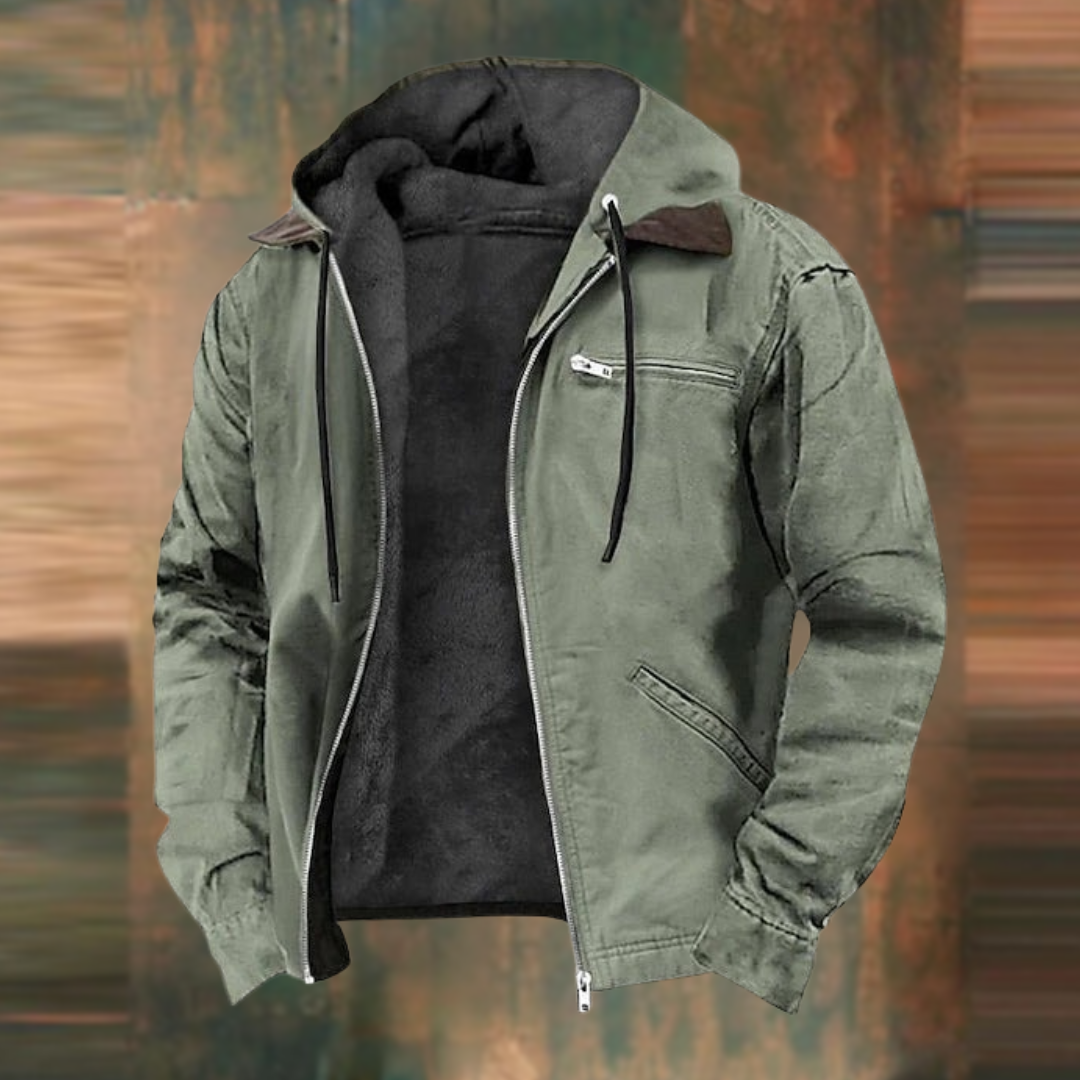 Blouson à capuche pour homme avec doublure polaire et fermeture zippée intégrale