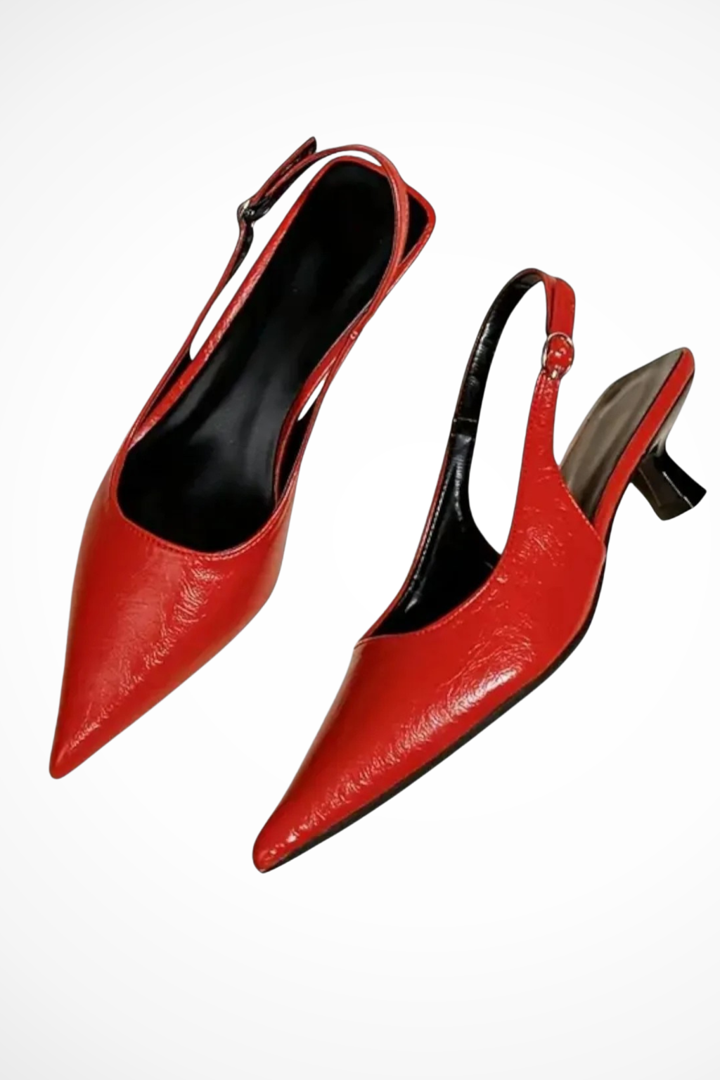 Pantofi cu toc mic Kitten Heel, cu baretă pe spate, pentru femei, pantofi stiletto lacuiți, cu vârf ascuțit