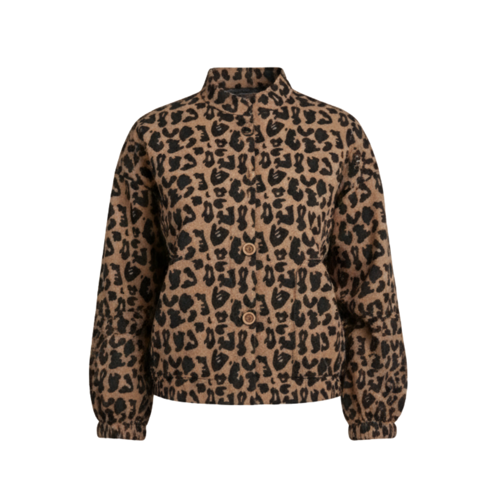 Veste Femme Imprimé Léopard Col Montant Style Rétro Tendance