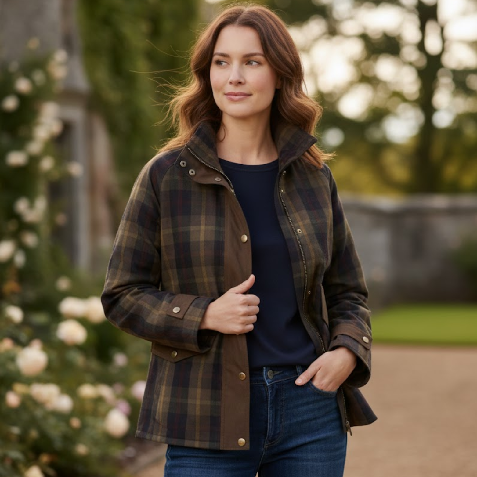 Veste Décontractée à Carreaux Patchwork Femme Manches Longues Boutonnée Simple