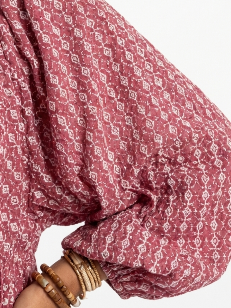 Robe Midi Géométrique à Manches Longues