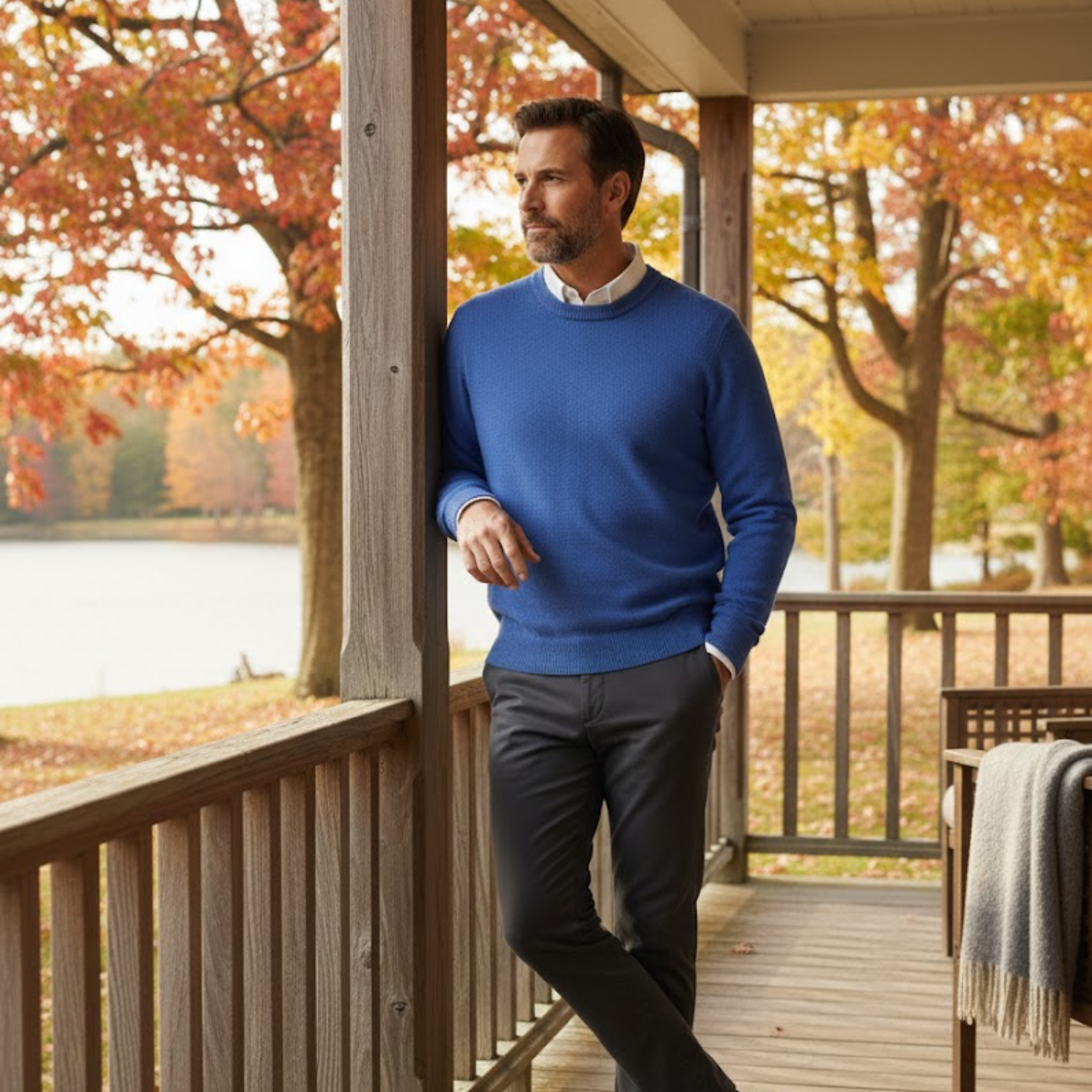 Pull Tricoté Oversize Homme à Col Rond Coupe Ample Décontractée