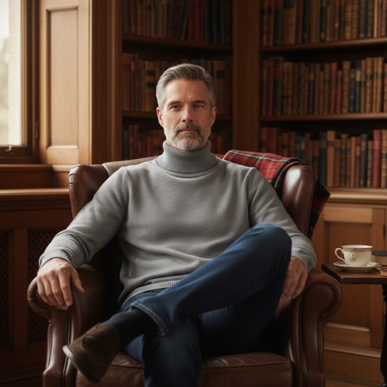 Pull à col roulé slim pour homme Pull chaud à col haut en maille