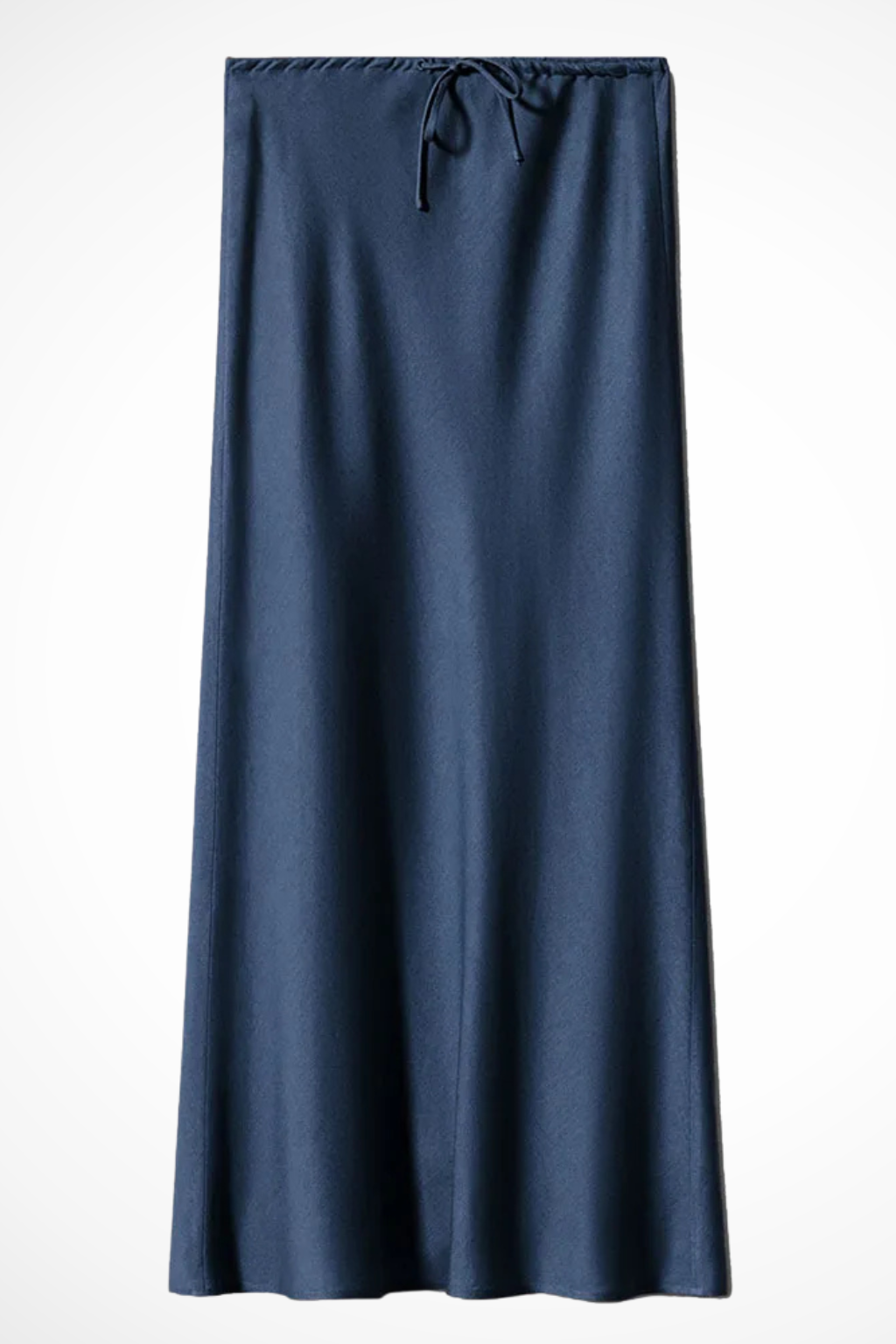 Jupe Longue en Satin à Taille Haute Froncée et Panneaux Superposés