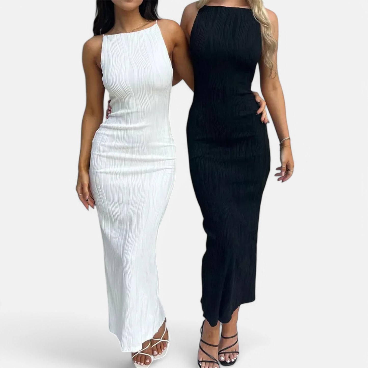 Velclairemode | Robe Longue Froncée Fendue – Élégance Sculptée, Allure de Soirée