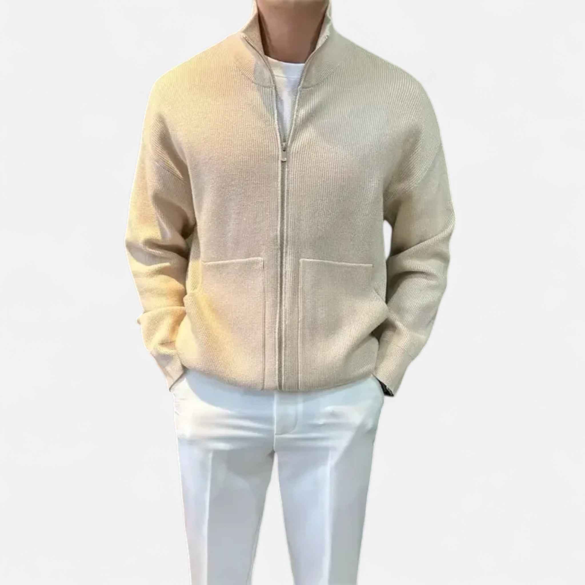Velclairemode.com | Men's Casual Jacket with Stand-Up Collar – Urban Look, Structured Elegance