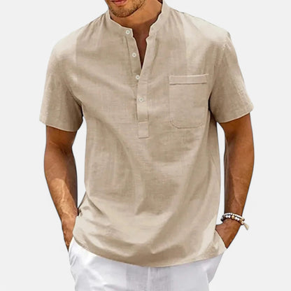 Velclairemode | Chemise Coton-Lin Col Henley – Esprit Vintage, Fraîcheur Décontractée