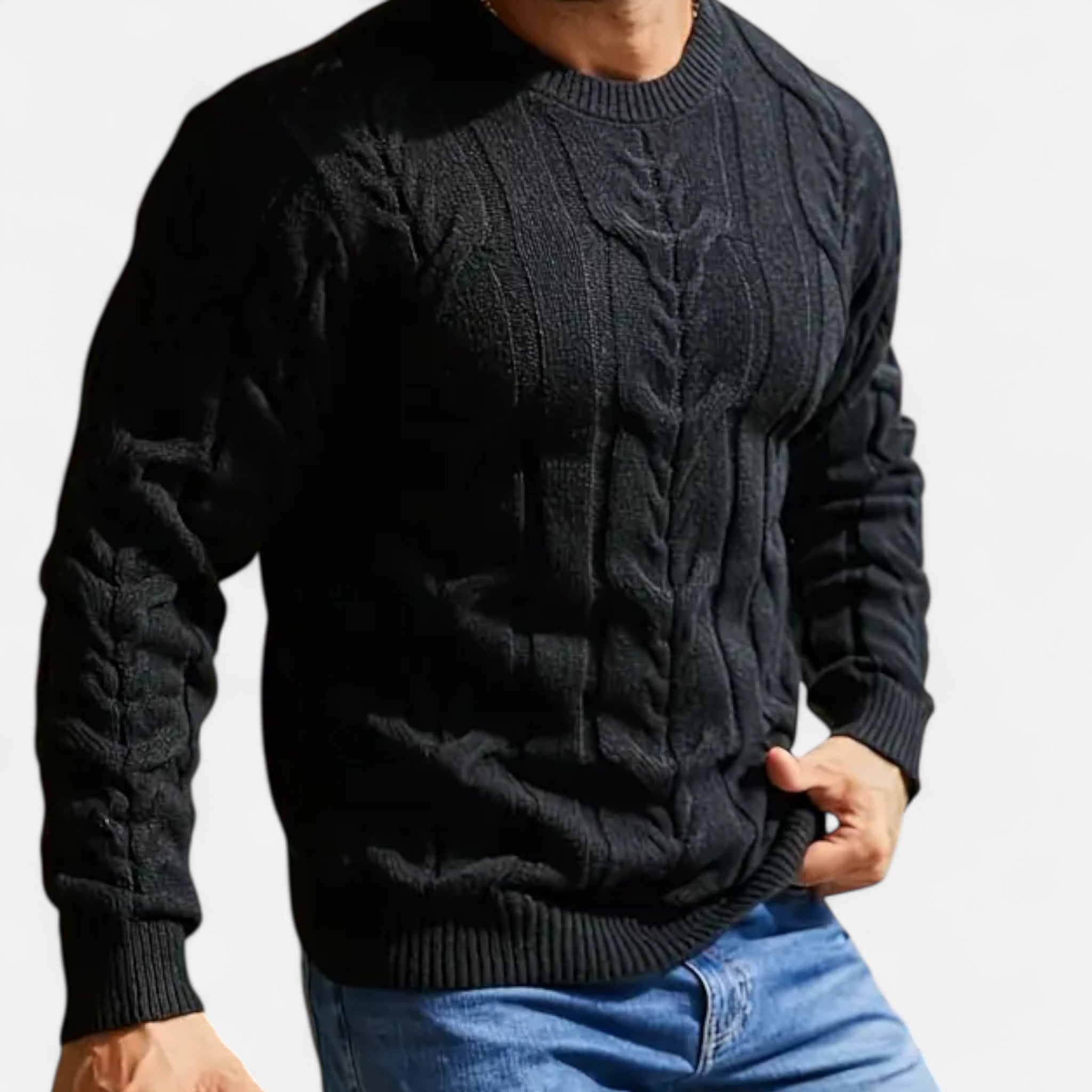 Velclairemode | Men's Striped Round Neck Sweater Fall-Winter