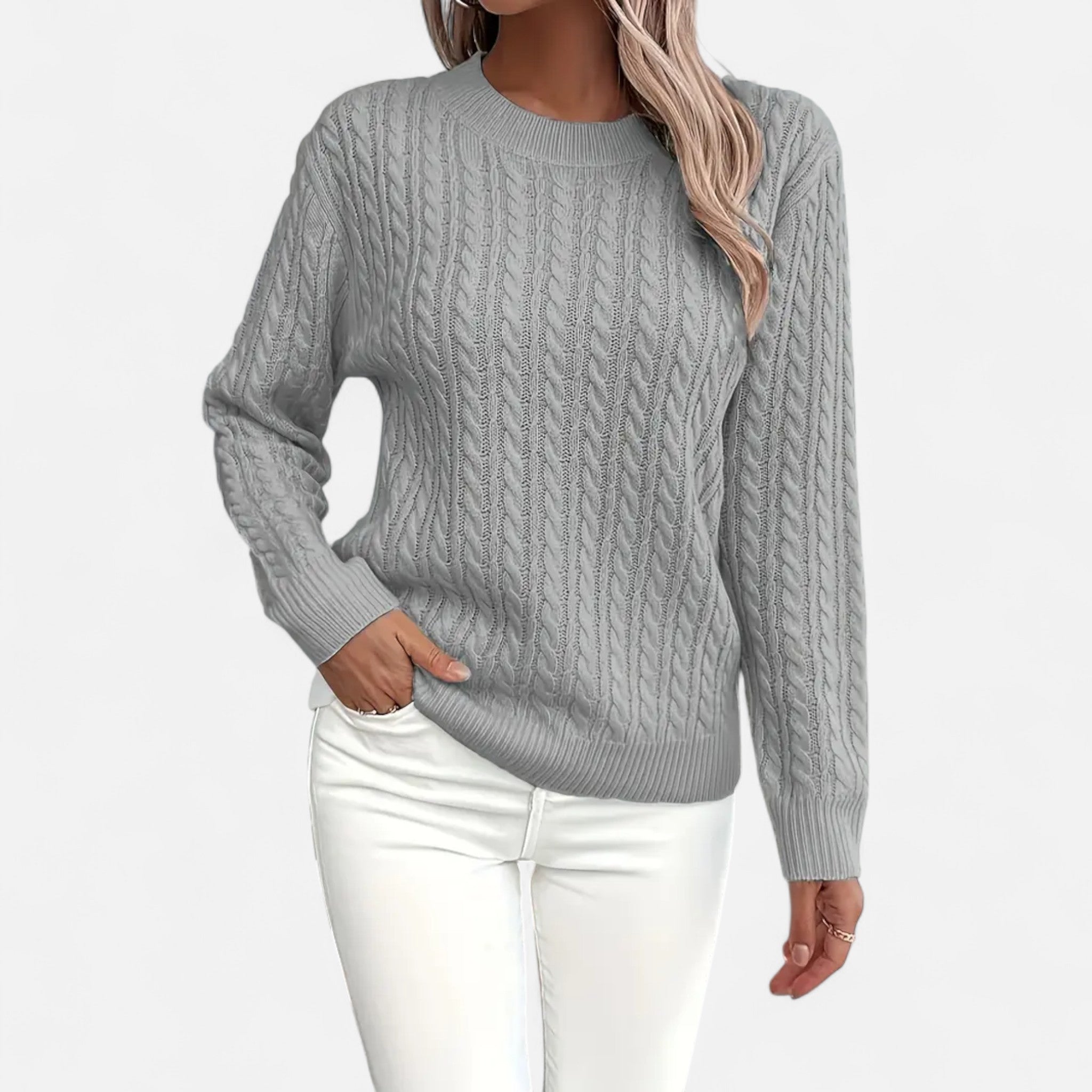 Velclairemode | Women's Round Neck Loose Fit Sweater for Autumn-Spring