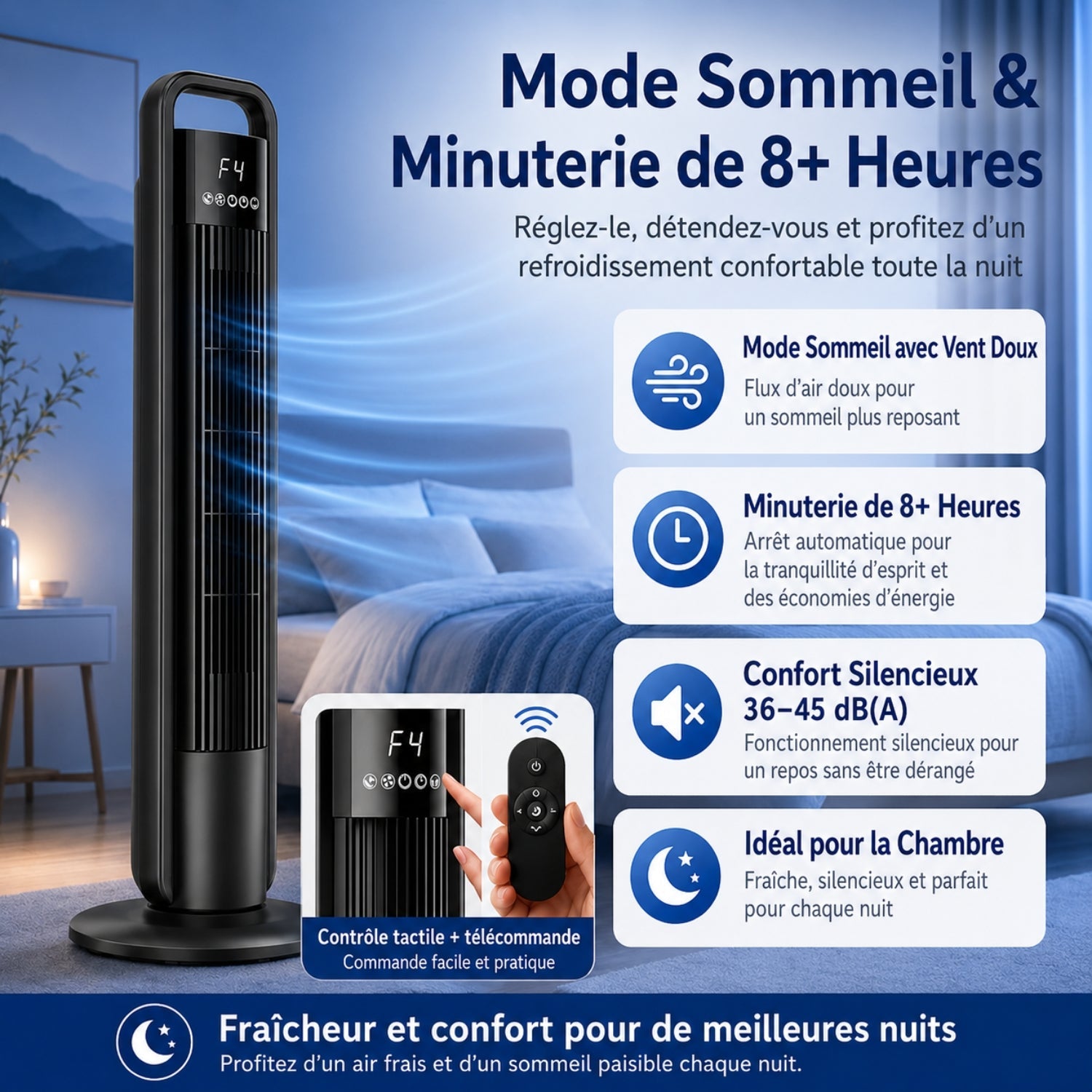 Ventilator tip coloană cu telecomandă și oscilație