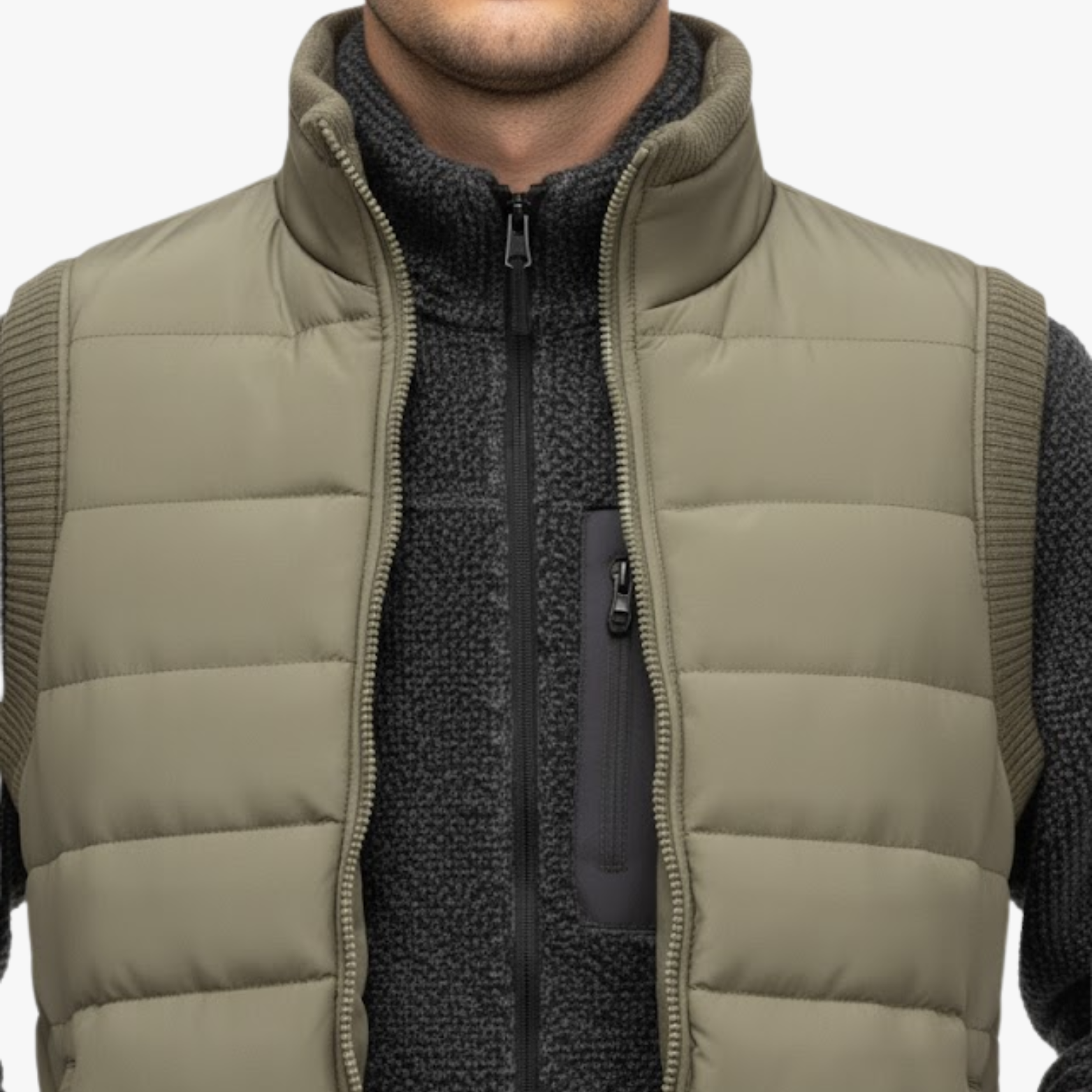 Gilet Homme Hiver Chaud en Polaire Imperméable – Gilet Matelassé Col Montant