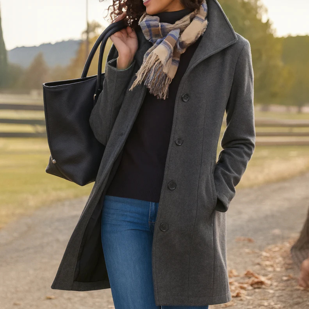 Femme Manteau Bureau Coupe Classique Ligne Boutonnée Silhouette Allongée Polyvalent