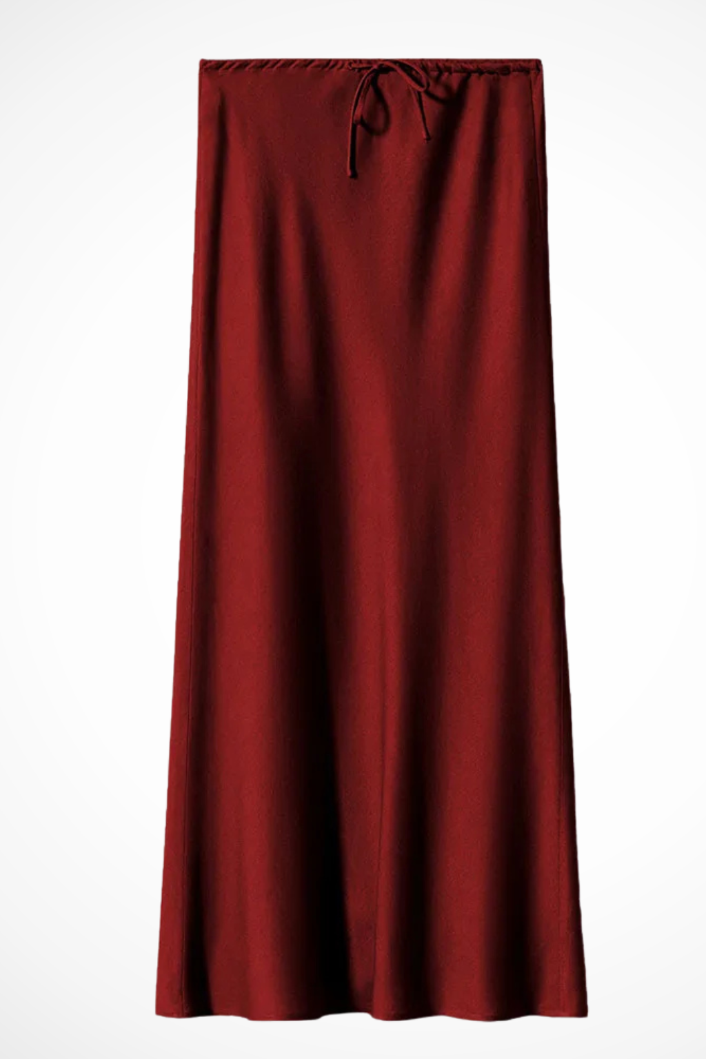 Jupe Longue en Satin à Taille Haute Froncée et Panneaux Superposés