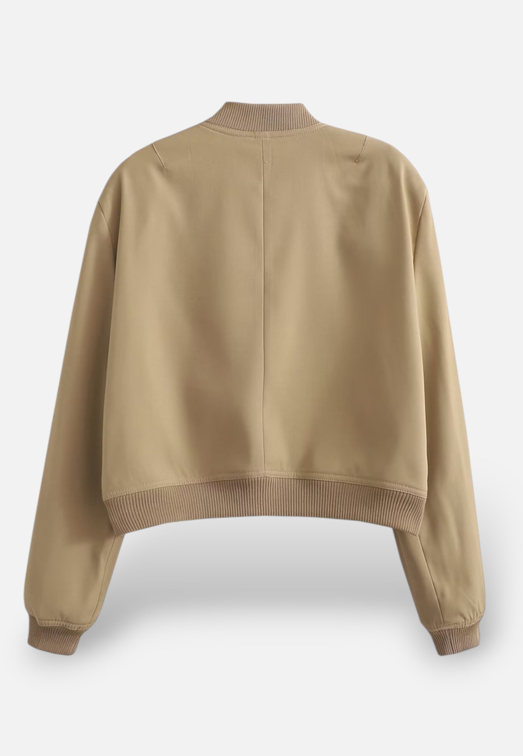 Blouson Bomber Court à Encolure en V et Fermeture à Boutonnage Simple pour Femme