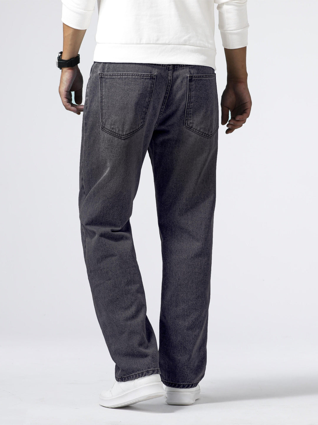 Jeans masculino de corte reto, para o dia a dia, com efeito desbotado e estilo casual atemporal